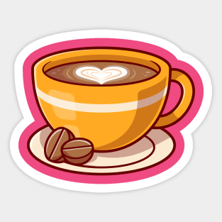 Coffee Love Foam With Beans Cartoon Sticker